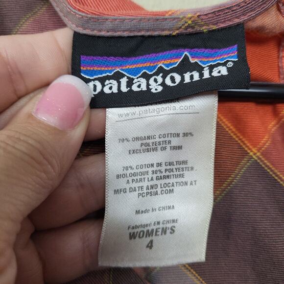 Patagonia San Benito Womens Multicolor Plaid Outlander Back Zip Blouse‎ Top Sz 4 - Picture 8 of 10